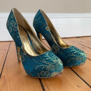 Aldo Green Japanese Print Heels